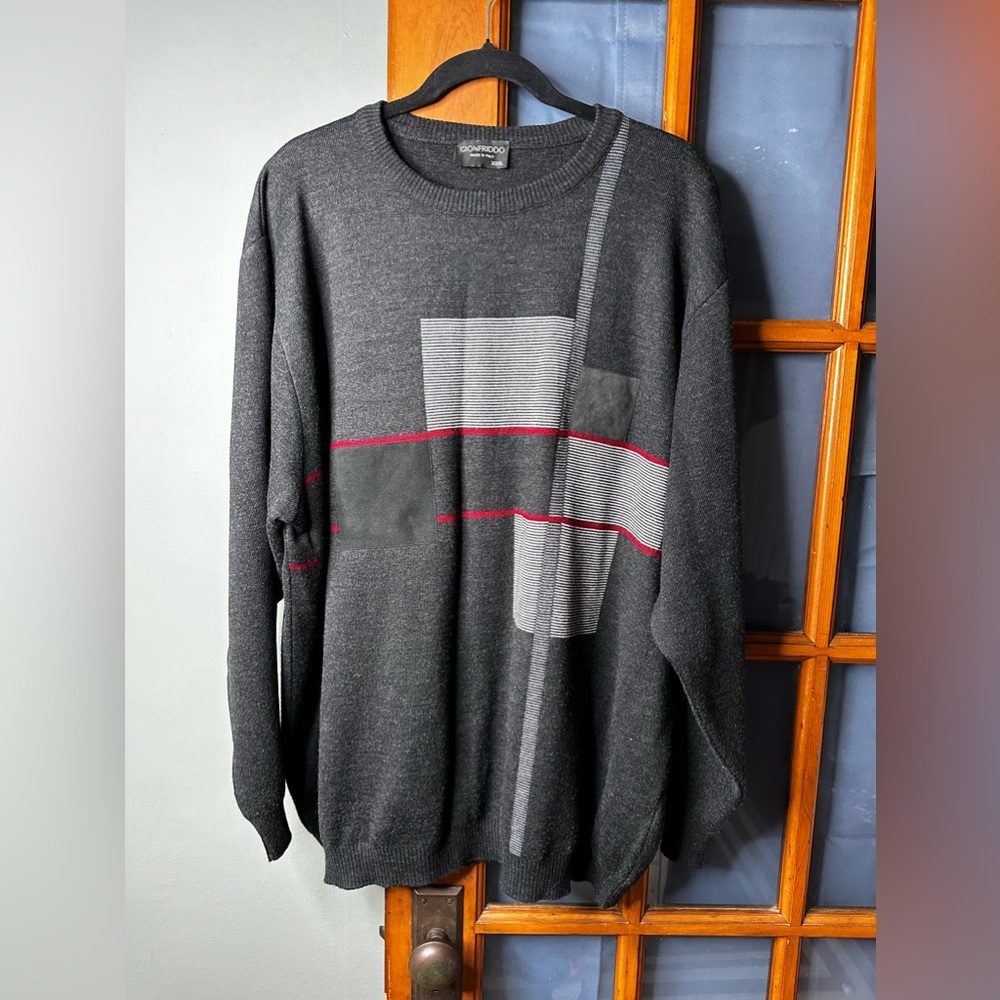 GIONFRIDDO Men’s Pullover Gray Sweater, 50% Merino WOOL  (XXXL)